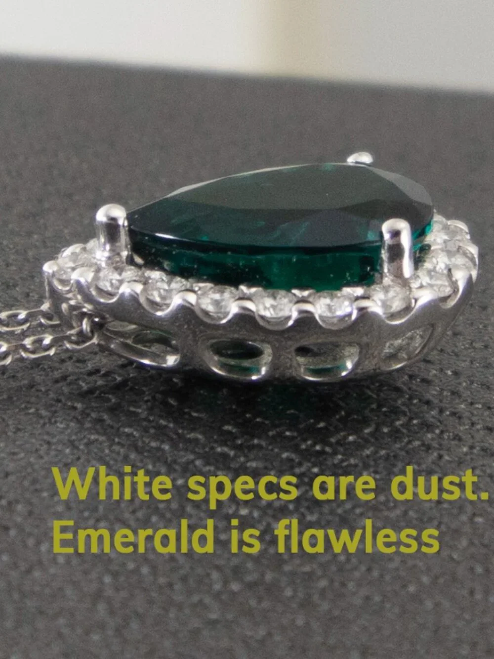 Large Emerald Diamond Pendant and Matching Earrings Set XLT 14kt White Gold